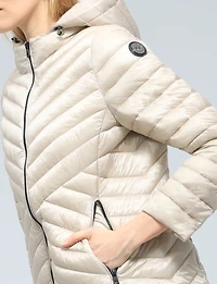 Lightweight Valerie Vegan Chevron-Quilt Puffer Detachable Hooded Jacket by Saki
