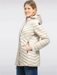 Lightweight Valerie Vegan Chevron-Quilt Puffer Detachable Hooded Jacket by Saki