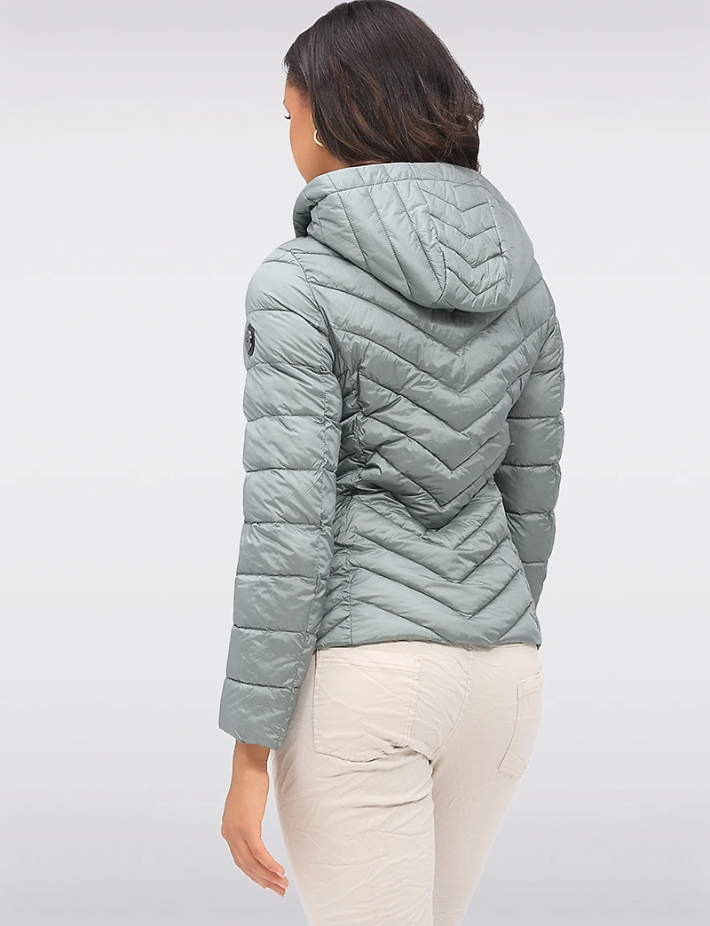 Lightweight Nora Vegan Multi-Quilted Puffer Jacket with Detachable Hood by Saki