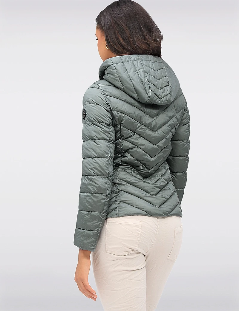 Lightweight Nora Vegan Multi-Quilted Puffer Jacket with Detachable Hood by Saki