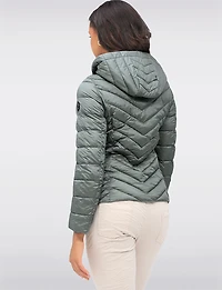 Lightweight Nora Vegan Multi-Quilted Puffer Jacket with Detachable Hood by Saki