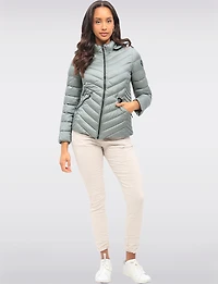Lightweight Nora Vegan Multi-Quilted Puffer Jacket with Detachable Hood by Saki