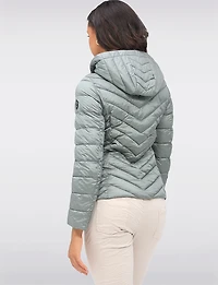 Lightweight Nora Vegan Multi-Quilted Puffer Jacket with Detachable Hood by Saki