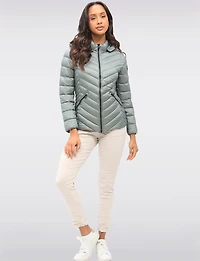 Lightweight Nora Vegan Multi-Quilted Puffer Jacket with Detachable Hood by Saki