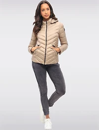 Lightweight Nora Vegan Multi-Quilted Puffer Jacket with Detachable Hood by Saki