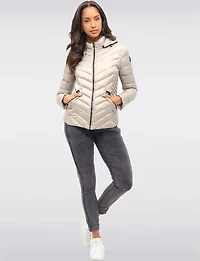 Lightweight Nora Vegan Multi-Quilted Puffer Jacket with Detachable Hood by Saki