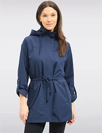 Vegan Breathe-Tech® Long Versatile Raincoat Parka with Removable Hood by Saki