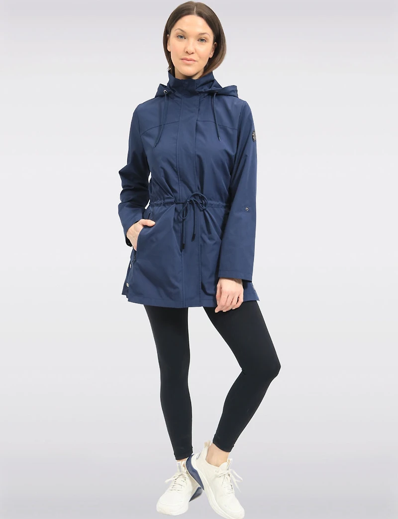 Vegan Breathe-Tech® Long Versatile Raincoat Parka with Removable Hood by Saki