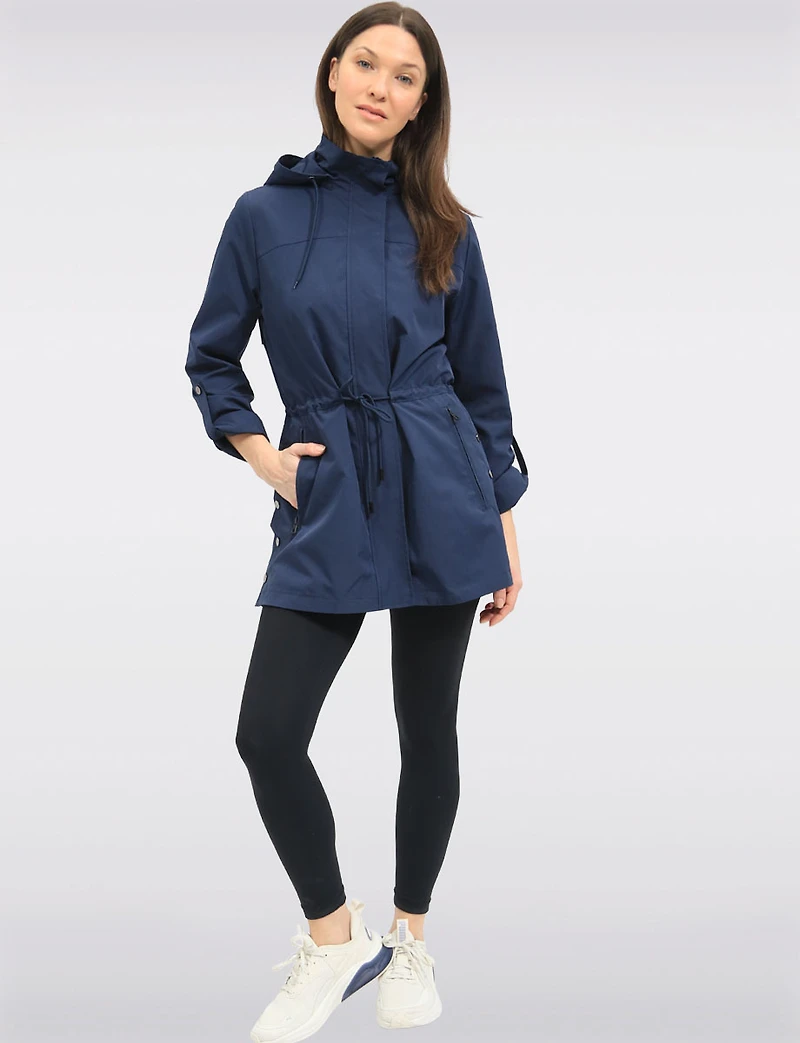 Vegan Breathe-Tech® Long Versatile Raincoat Parka with Removable Hood by Saki