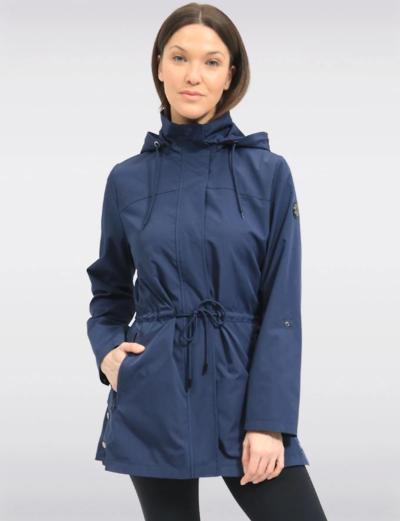Vegan Breathe-Tech® Long Versatile Raincoat Parka with Removable Hood by Saki