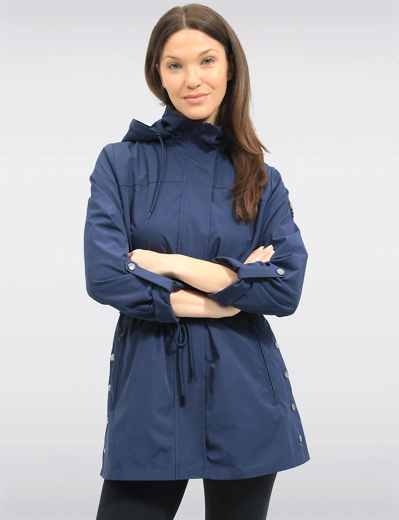 Vegan Breathe-Tech® Long Versatile Raincoat Parka with Removable Hood by Saki