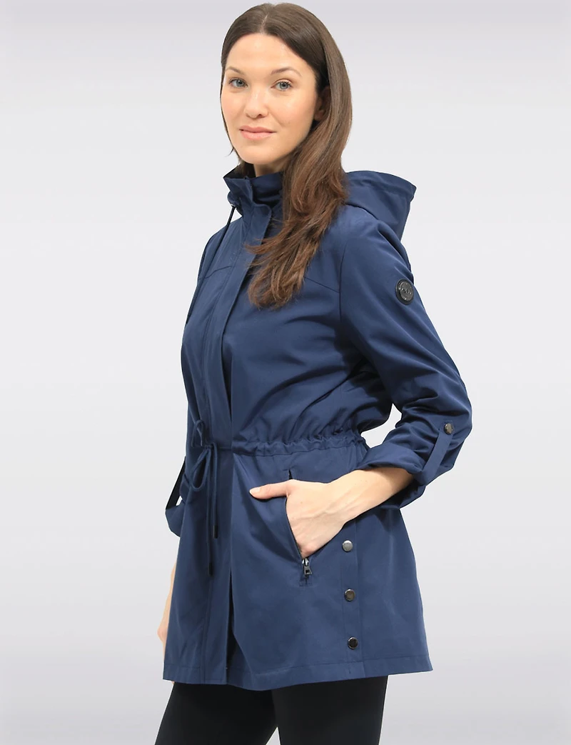 Vegan Breathe-Tech® Long Versatile Raincoat Parka with Removable Hood by Saki