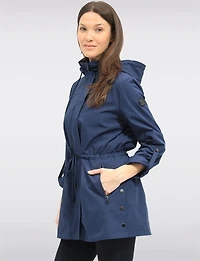 Vegan Breathe-Tech® Long Versatile Raincoat Parka with Removable Hood by Saki