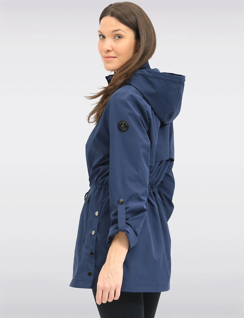 Vegan Breathe-Tech® Long Versatile Raincoat Parka with Removable Hood by Saki