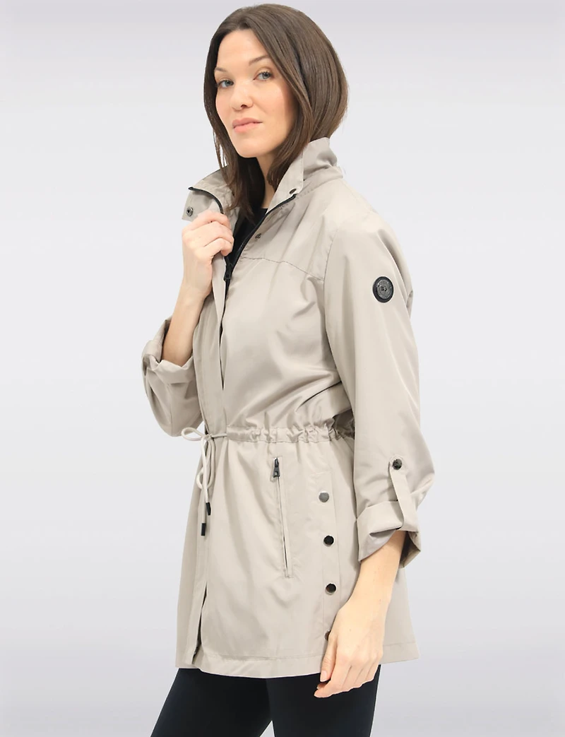 Vegan Breathe-Tech® Long Versatile Raincoat Parka with Removable Hood by Saki