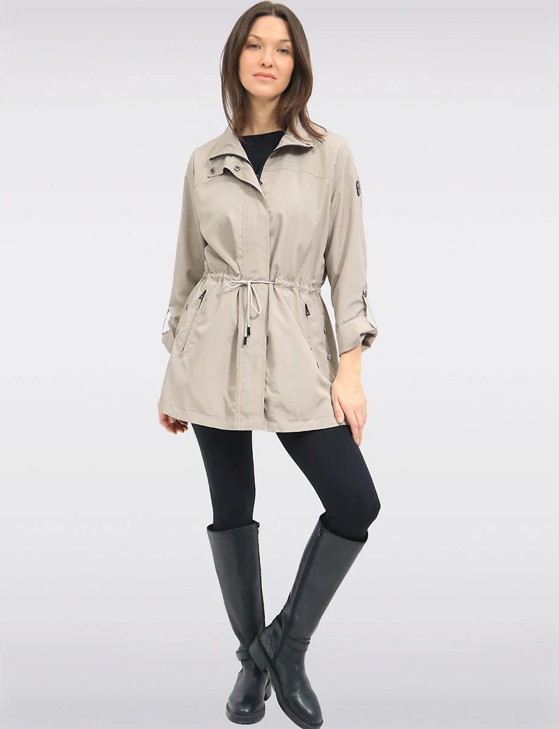 Vegan Breathe-Tech® Long Versatile Raincoat Parka with Removable Hood by Saki