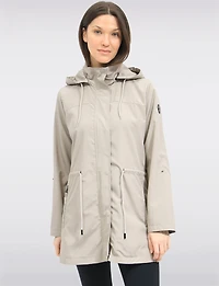 Vegan Breathe-Tech® Long Versatile Raincoat Parka with Removable Hood by Saki