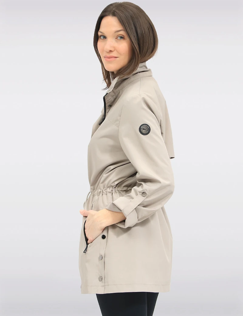 Vegan Breathe-Tech® Long Versatile Raincoat Parka with Removable Hood by Saki