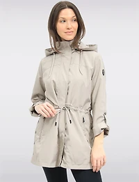 Vegan Breathe-Tech® Long Versatile Raincoat Parka with Removable Hood by Saki
