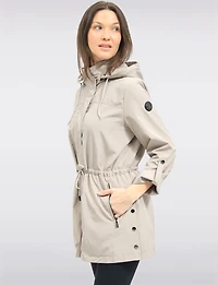 Vegan Breathe-Tech® Long Versatile Raincoat Parka with Removable Hood by Saki