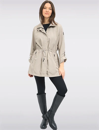 Vegan Breathe-Tech® Long Versatile Raincoat Parka with Removable Hood by Saki