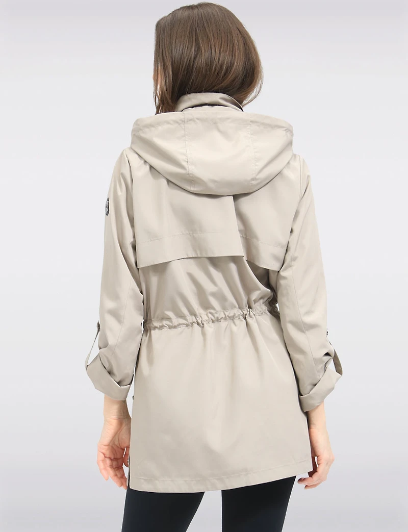 Vegan Breathe-Tech® Long Versatile Raincoat Parka with Removable Hood by Saki
