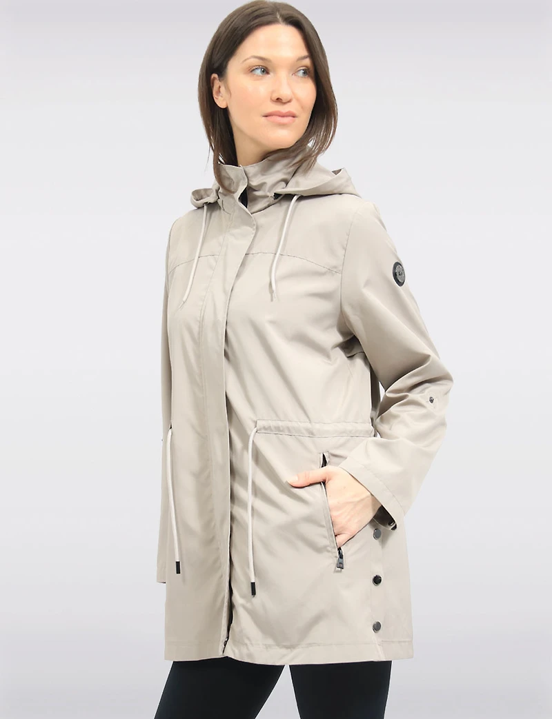 Vegan Breathe-Tech® Long Versatile Raincoat Parka with Removable Hood by Saki