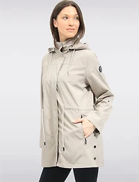 Vegan Breathe-Tech® Long Versatile Raincoat Parka with Removable Hood by Saki