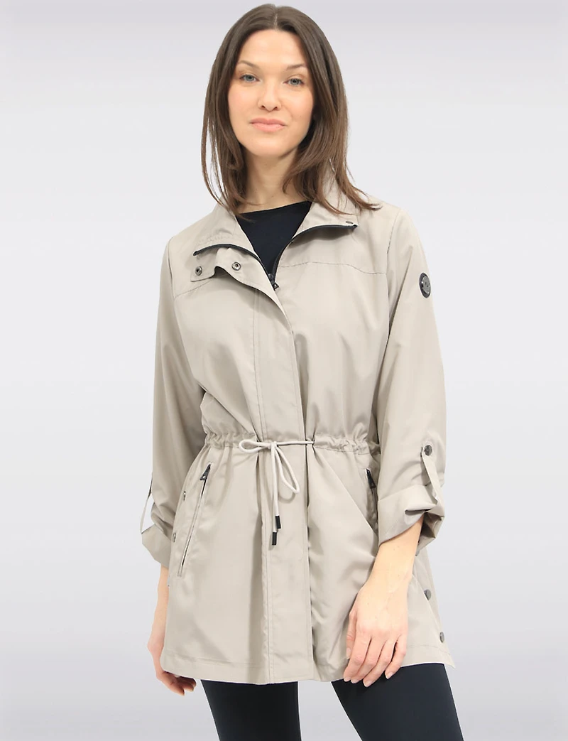 Vegan Breathe-Tech® Long Versatile Raincoat Parka with Removable Hood by Saki