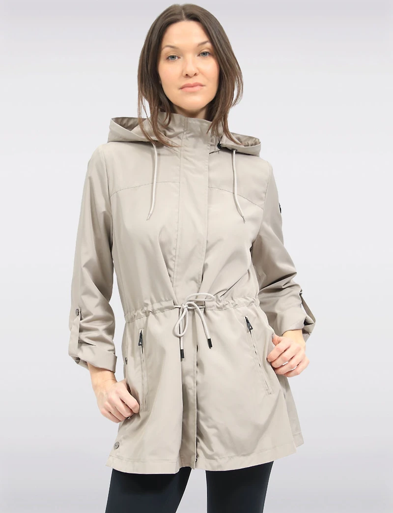 Vegan Breathe-Tech® Long Versatile Raincoat Parka with Removable Hood by Saki