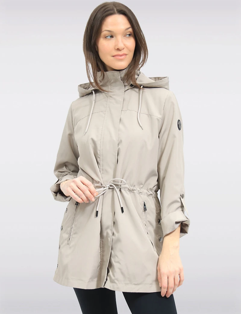Vegan Breathe-Tech® Long Versatile Raincoat Parka with Removable Hood by Saki