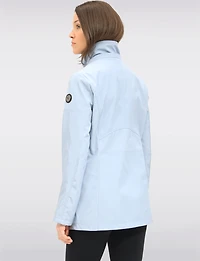 Vegan Breathe-Tech® Straight-Cut Raincoat With Check-Print Trim Detail by Saki