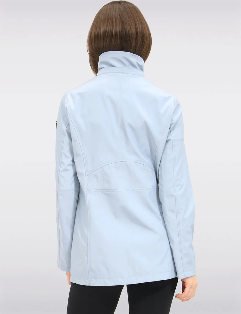 Vegan Breathe-Tech® Straight-Cut Raincoat With Check-Print Trim Detail by Saki