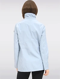 Vegan Breathe-Tech® Straight-Cut Raincoat With Check-Print Trim Detail by Saki