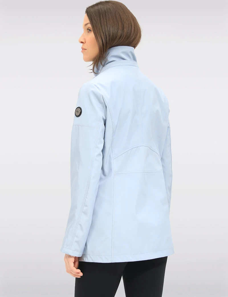 Vegan Breathe-Tech® Straight-Cut Raincoat With Check-Print Trim Detail by Saki
