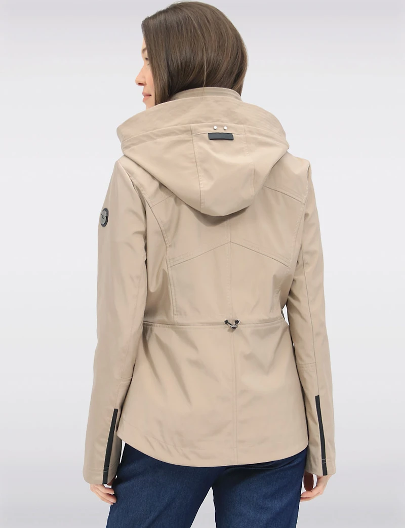 Chic Vegan Breathe-Tech® Short Raincoat Parka with Removable Hood by Saki