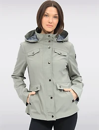 Chic Vegan Breathe-Tech®  Short Raincoat Parka with Removable Hood by Saki