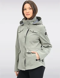 Chic Vegan Breathe-Tech®  Short Raincoat Parka with Removable Hood by Saki