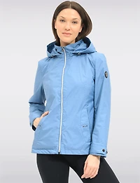 Vegan Breathe-Tech® Short Straight-Cut Fit Raincoat with Zip-Off Hood by Saki