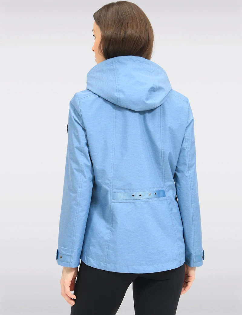 Vegan Breathe-Tech® Short Straight-Cut Fit Raincoat with Zip-Off Hood by Saki