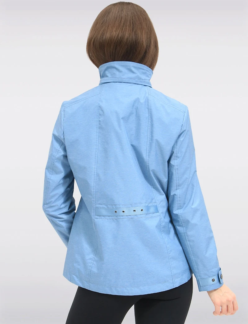 Vegan Breathe-Tech® Short Straight-Cut Fit Raincoat with Zip-Off Hood by Saki