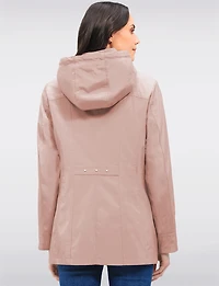 Vegan Breathe-Tech® Straight Cut Raincoat With Removable Hood by Saki