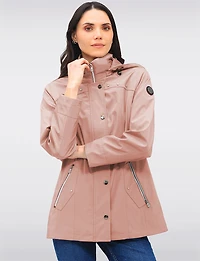Vegan Breathe-Tech® Straight Cut Raincoat With Removable Hood by Saki
