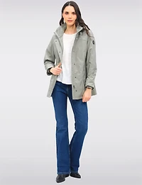 Vegan Breathe-Tech® Straight Cut Raincoat With Removable Hood by Saki