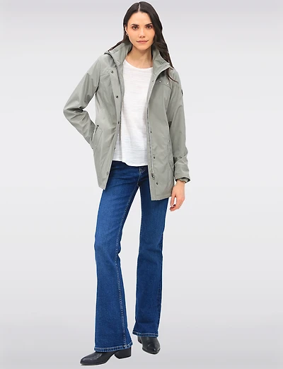 Vegan Breathe-Tech® Straight Cut Raincoat With Removable Hood by Saki