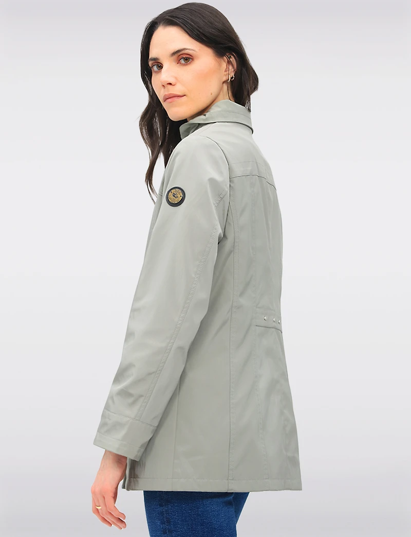 Vegan Breathe-Tech® Straight Cut Raincoat With Removable Hood by Saki