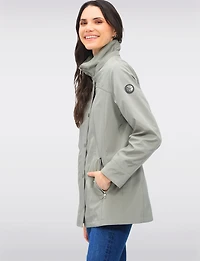 Vegan Breathe-Tech® Straight Cut Raincoat With Removable Hood by Saki