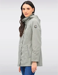 Vegan Breathe-Tech® Straight Cut Raincoat With Removable Hood by Saki
