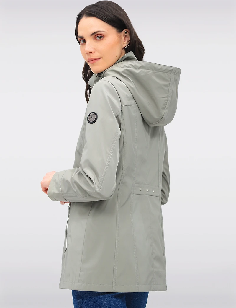 Vegan Breathe-Tech® Straight Cut Raincoat With Removable Hood by Saki