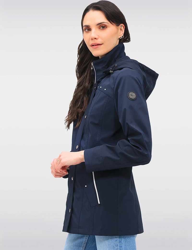 Vegan Breathe-Tech® Straight Cut Raincoat With Removable Hood by Saki